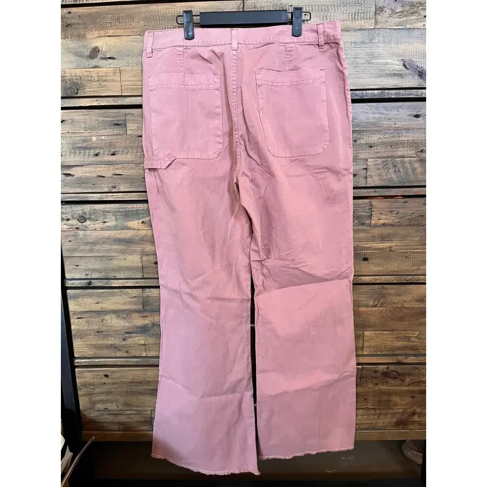 PISTOLA Sasha High Rise Utility Carpenter Flared Wide Leg Pants in Clay 31
